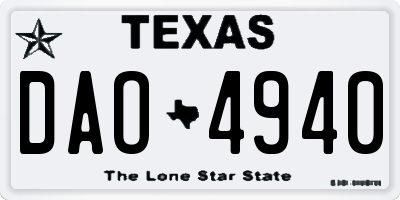 TX license plate DAO4940