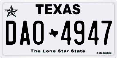 TX license plate DAO4947