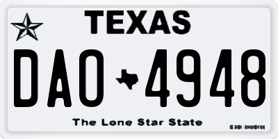TX license plate DAO4948