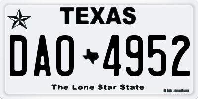 TX license plate DAO4952