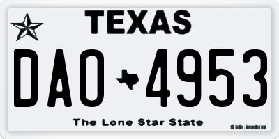 TX license plate DAO4953