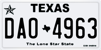 TX license plate DAO4963