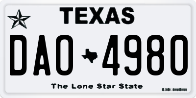 TX license plate DAO4980