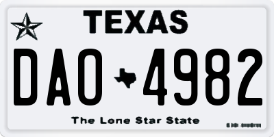 TX license plate DAO4982