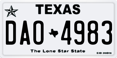 TX license plate DAO4983