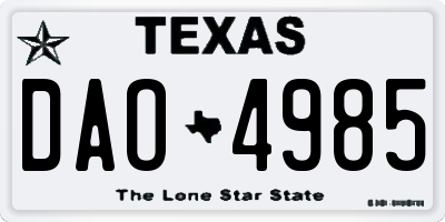 TX license plate DAO4985
