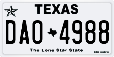 TX license plate DAO4988