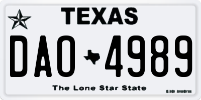 TX license plate DAO4989