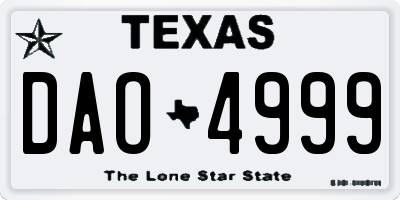 TX license plate DAO4999