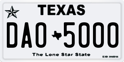 TX license plate DAO5000
