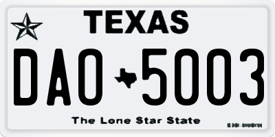 TX license plate DAO5003