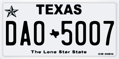TX license plate DAO5007