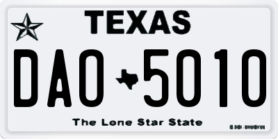 TX license plate DAO5010