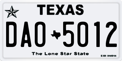 TX license plate DAO5012
