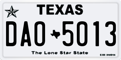 TX license plate DAO5013