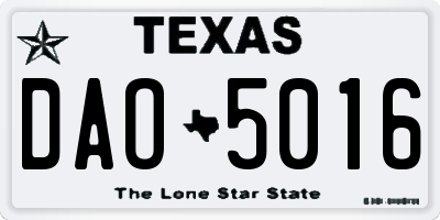 TX license plate DAO5016