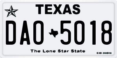 TX license plate DAO5018