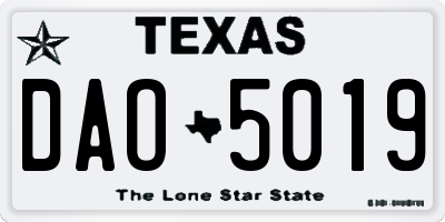 TX license plate DAO5019