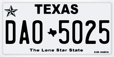 TX license plate DAO5025