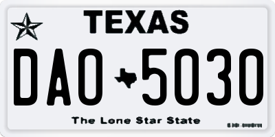 TX license plate DAO5030