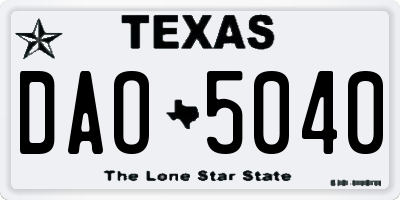 TX license plate DAO5040