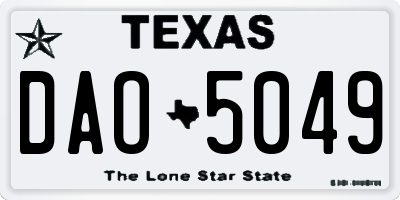 TX license plate DAO5049