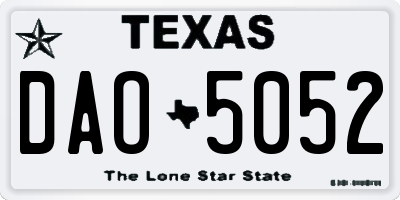TX license plate DAO5052