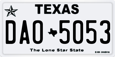 TX license plate DAO5053