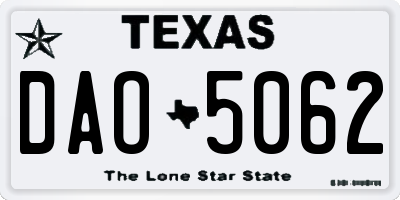 TX license plate DAO5062