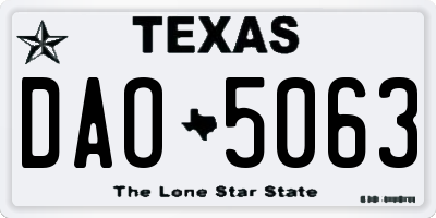 TX license plate DAO5063