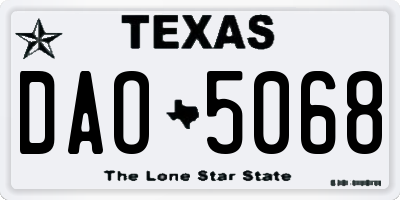 TX license plate DAO5068