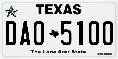 TX license plate DAO5100