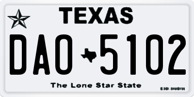 TX license plate DAO5102