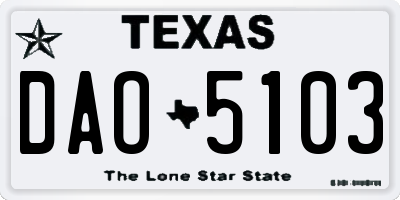 TX license plate DAO5103