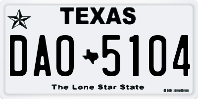 TX license plate DAO5104