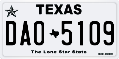 TX license plate DAO5109