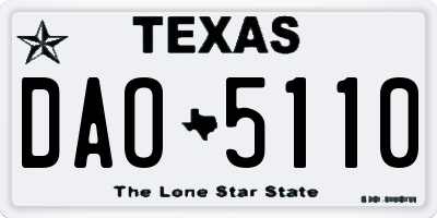 TX license plate DAO5110