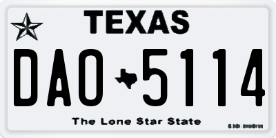TX license plate DAO5114
