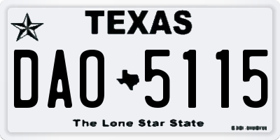 TX license plate DAO5115