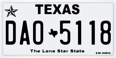 TX license plate DAO5118