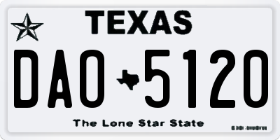 TX license plate DAO5120