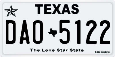 TX license plate DAO5122