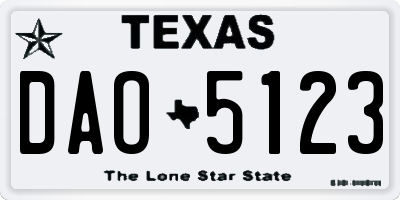 TX license plate DAO5123