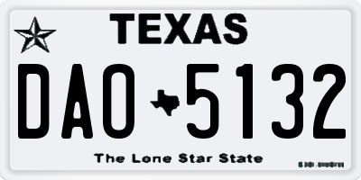 TX license plate DAO5132