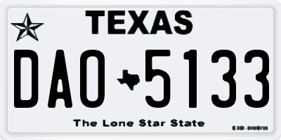 TX license plate DAO5133