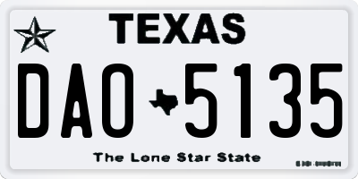 TX license plate DAO5135