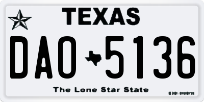 TX license plate DAO5136