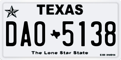 TX license plate DAO5138