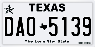 TX license plate DAO5139