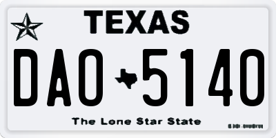 TX license plate DAO5140